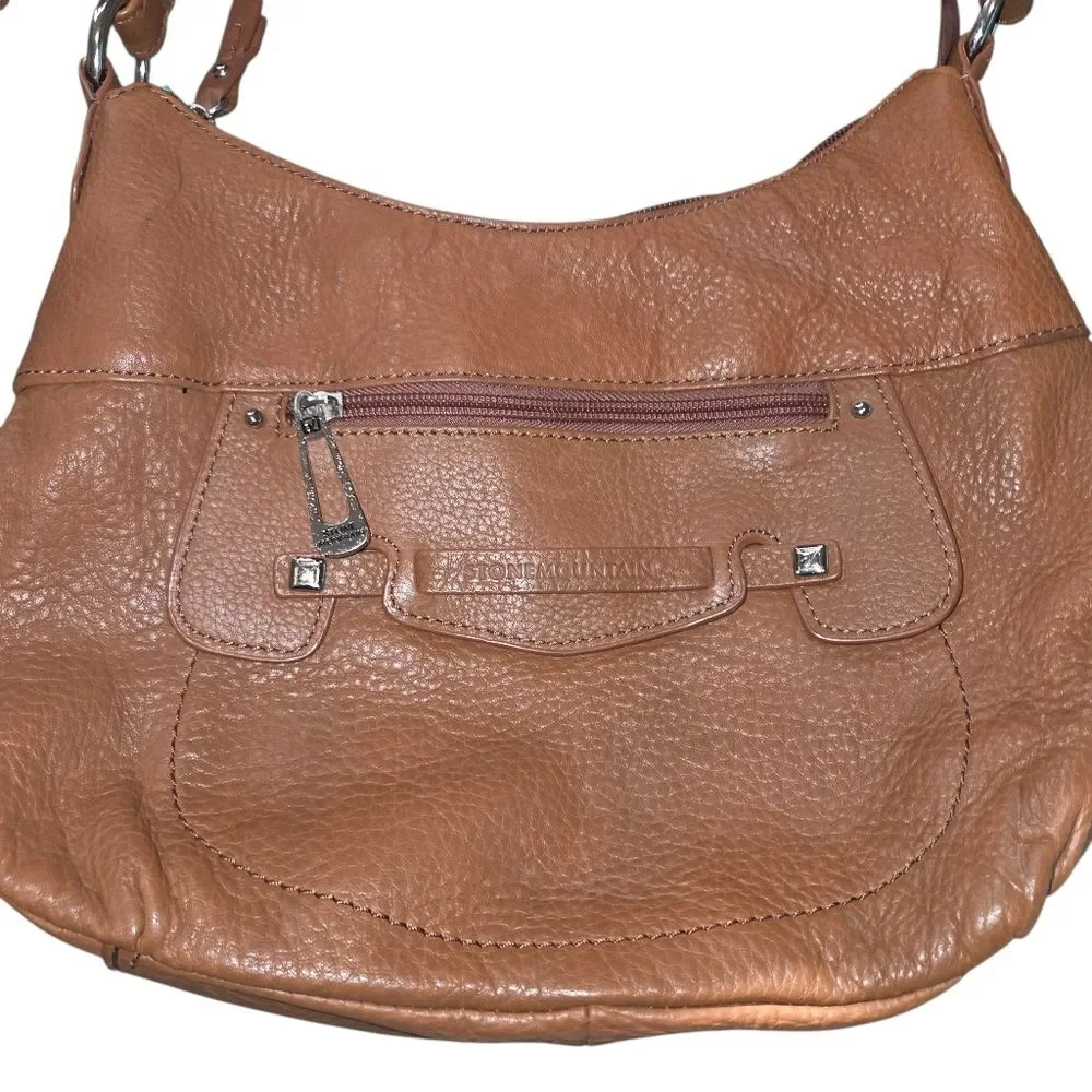 Stone Moutain Brown Pebble Leather Shoulder Bag Purse